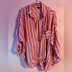 Torrid striped coral blouse